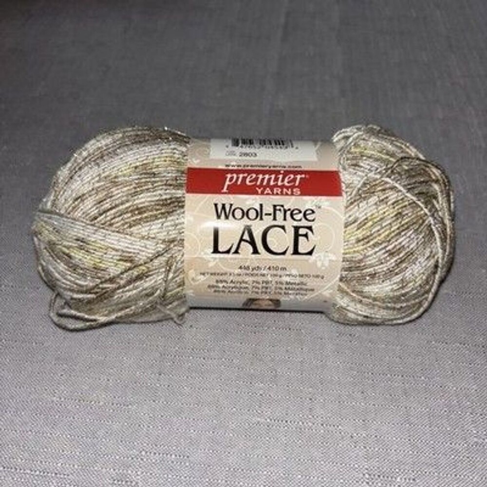 Premier Wool Free Lace Yarns White Gold Metallic 3.5oz 448 yd Fingering